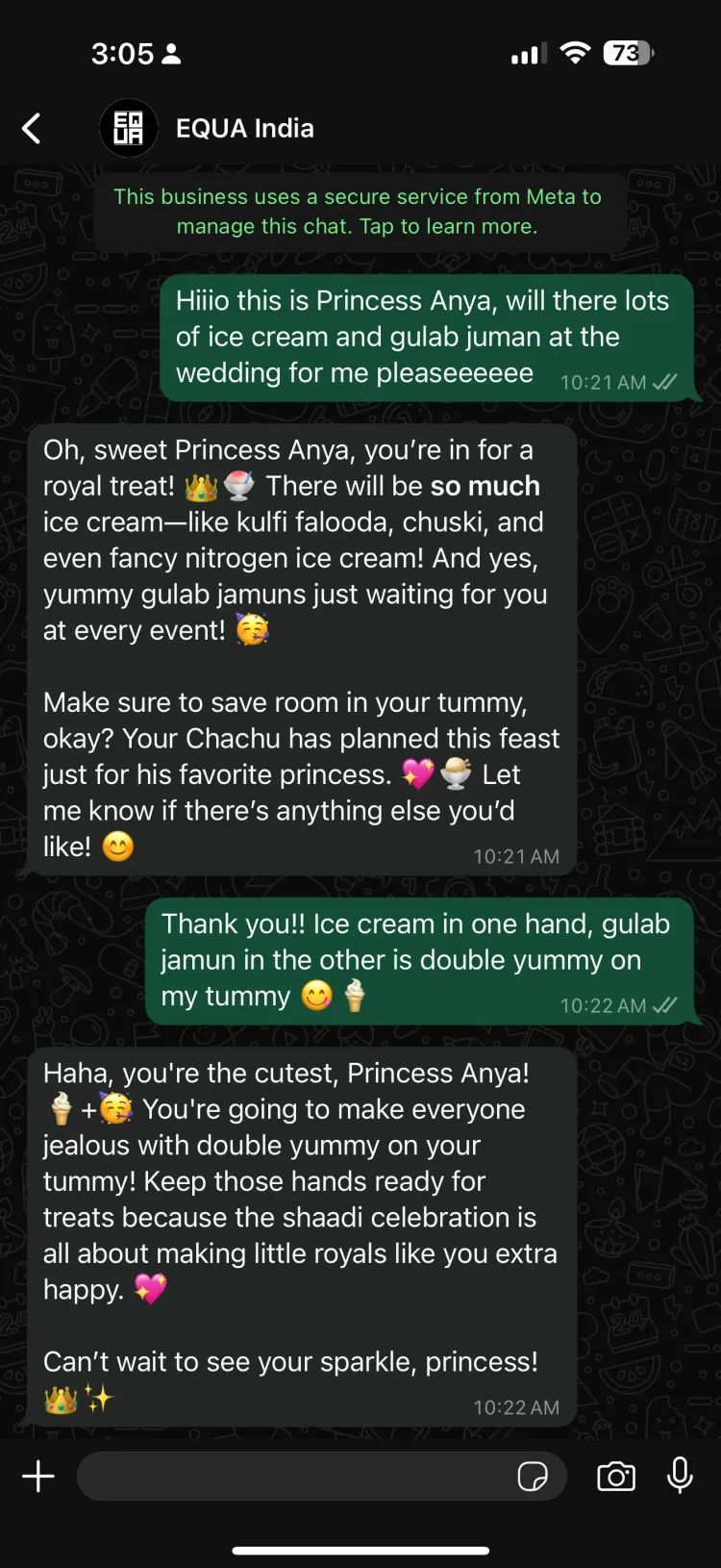 WhatsApp wedding food preferences and dietary guidance by AI concierge